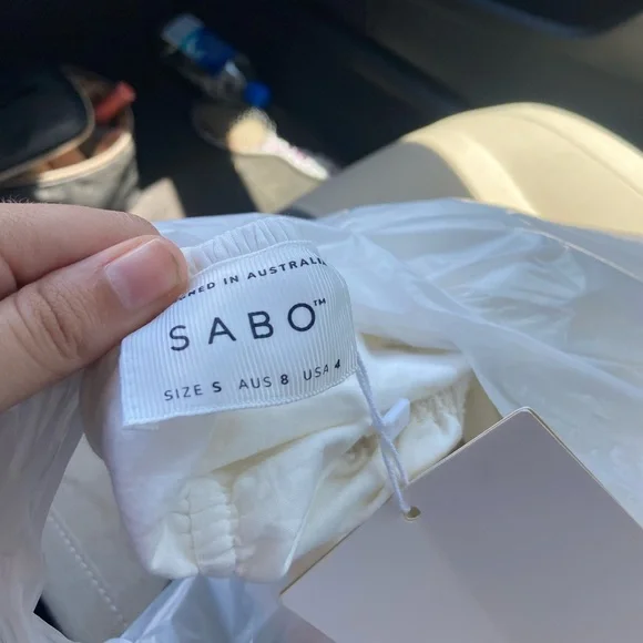 NWT sabo  Skirt White Off-Shoulder Pleated Sundresswolfie - Picture 4 of 4